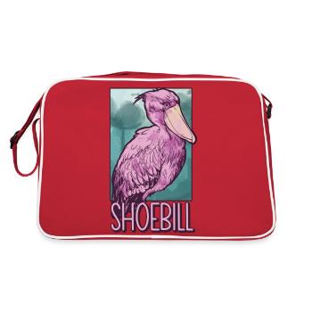 Shoebill Bird Ornithologist Forest I Gift - Retro Bag - red/white - Back