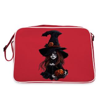 Sorcière d’Halloween avec des citrouilles - Sac Retro - rouge/blanc - Dos