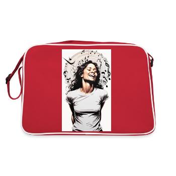 The girl enjoys music - Retro Bag - red/white - Back