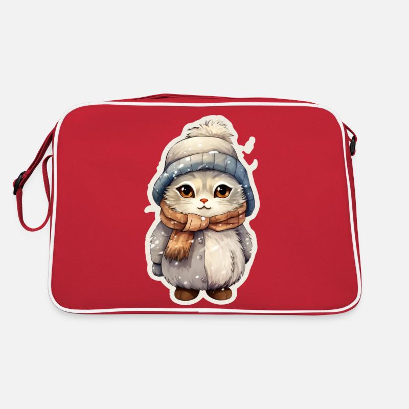 cute cat in winter Retro Bag