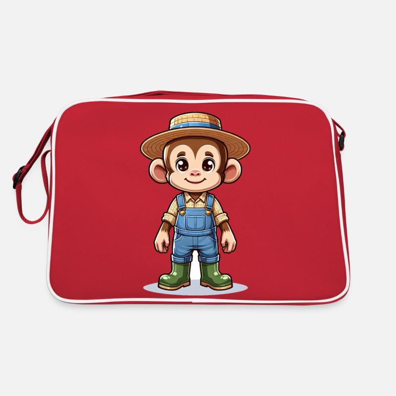 Cute Monkey Farmer Retro Bag