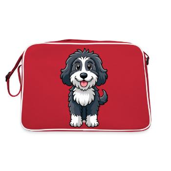 Playful Portuguese Water Dog - Retro Bag - red/white - Back