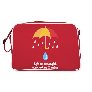 DAS REGENLEBEN IST WUNDERSCHÖN - Retro Tasche - Rot/Weiß - Hinten