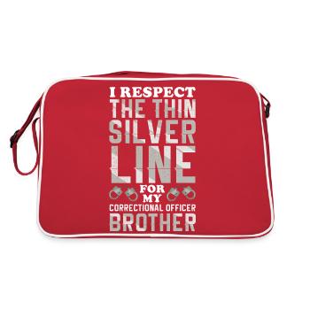 silver line for correctional officer brother - Retro Tasche - Rot/Weiß - Hinten