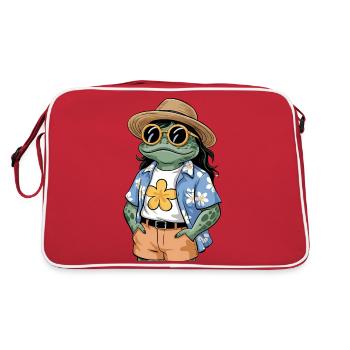 Lustiger Sommerfrosch - Retro Tasche - Rot/Weiß - Hinten