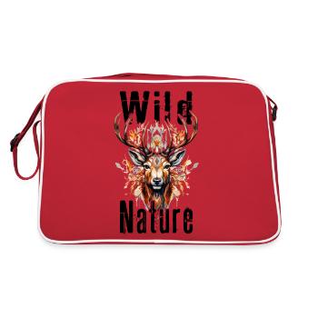Cerf Bois Animal Forêt Nature sauvage Montagnes Nature sauvage - Sac Retro - rouge/blanc - Dos