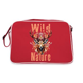 Cerf Bois Animal Forêt Nature sauvage Montagnes Nature sauvage - Sac Retro - rouge/blanc - Dos