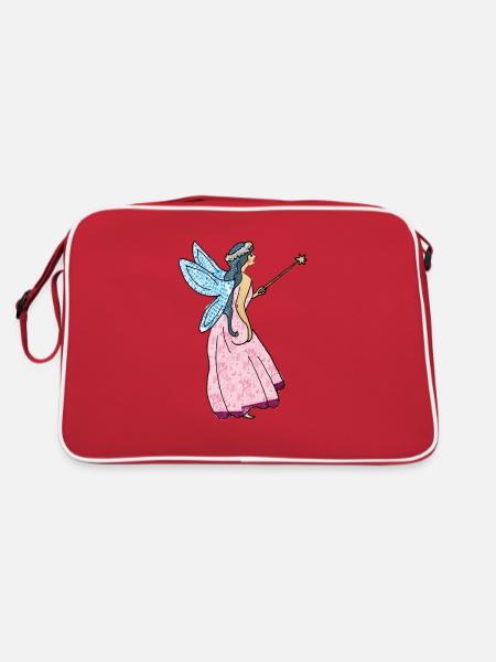 Fee mit Zauberstab - Retro Tasche - Rot/Weiß - Hinten