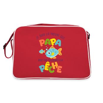 papa pêche pêcheur naissance bébé nourrisson - Sac Retro - rouge/blanc - Dos