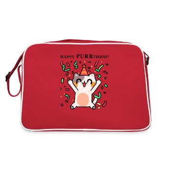 Cat Party Birthday Gift Idea Joyeux anniversaire - Sac Retro - rouge/blanc - Dos