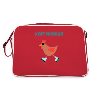 Poulet décontracté sur patins à roues alignées avec lunettes de soleil - Sac Retro - rouge/blanc - Dos