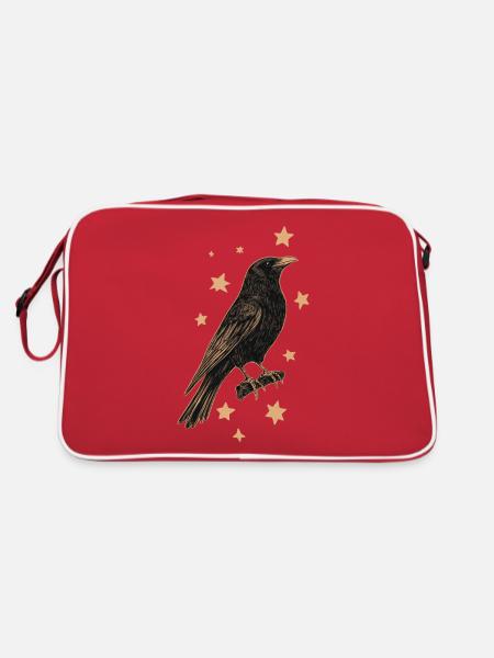 Corbeau avec des étoiles - Sac Retro - rouge/blanc - Dos