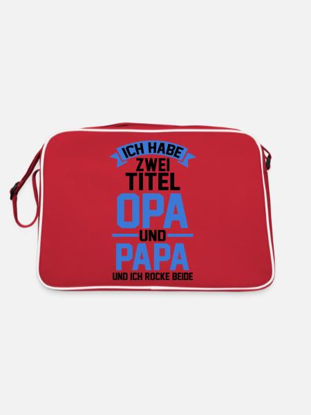 J’ai deux titres : Papy et Arrière-Grand-Pa - Sac Retro - rouge/blanc - Dos
