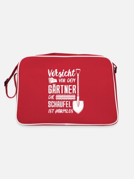 Retro Gärtner Garten Gärtner Hobbygärtner - Retro Tasche - Rot/Weiß - Hinten