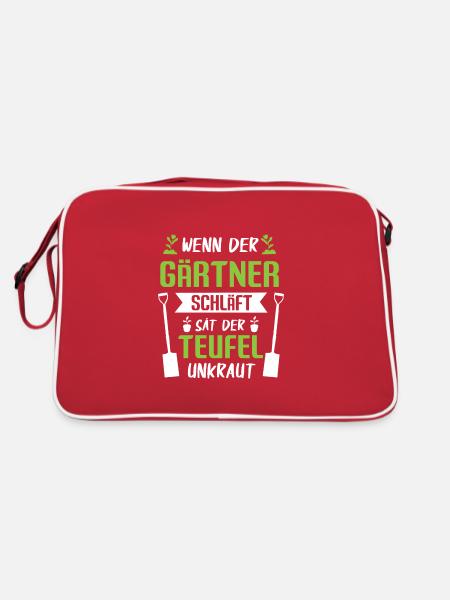Garten Hobbygärtner Gärtner Gärtnerin Gartenarbeit - Retro Tasche - Rot/Weiß - Hinten