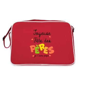 joyeuse fete des pères je t aime papa - Sac Retro - rouge/blanc - Dos