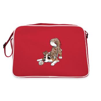Der süßeste australische Schäferhund - Retro Tasche - Rot/Weiß - Hinten
