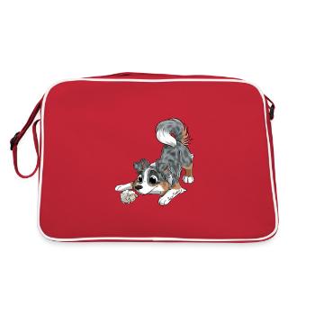 Der süßeste australische Schäferhund - Retro Tasche - Rot/Weiß - Hinten