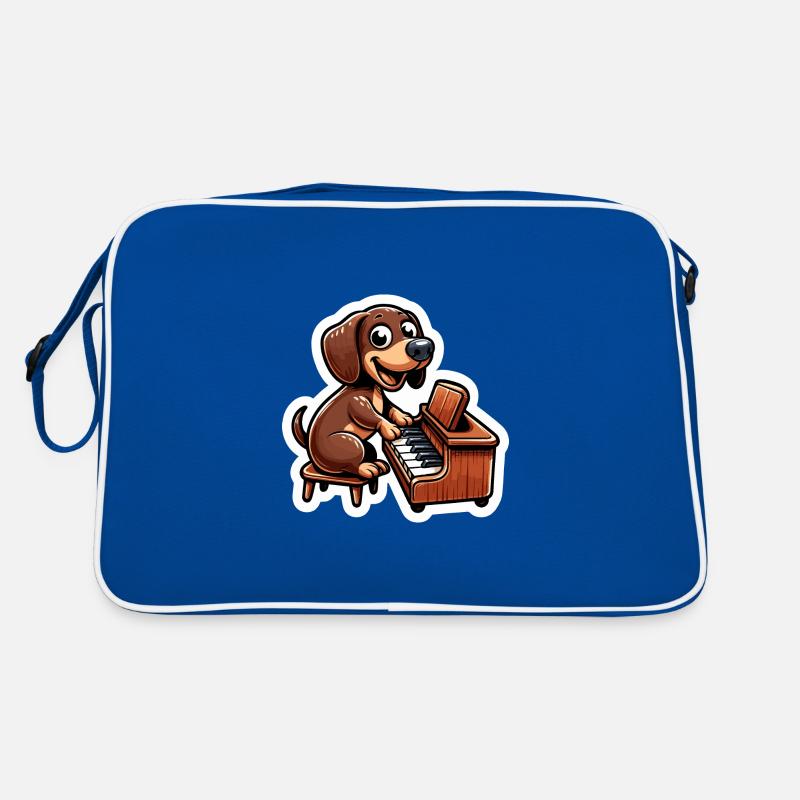 Teckel mignon jouant du piano Sac Retro
