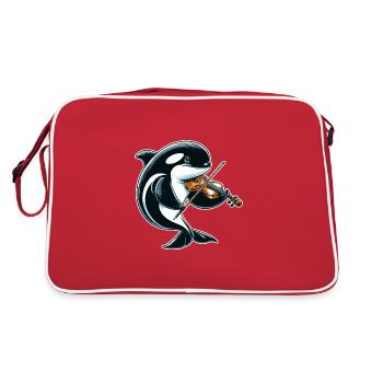 Orca playing violin - Retro Bag - red/white - Back