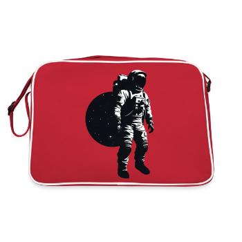 Astronaut on the Moon, Silhouette, Fascinating - Retro Bag - red/white - Back