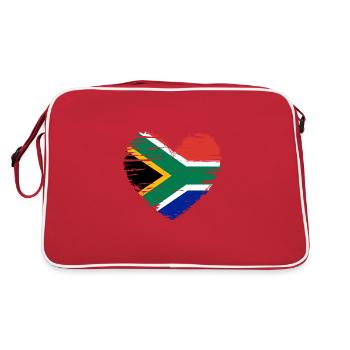 Coeur, drapeau, drapeau et armoiries de l'Afrique du Sud. - Sac Retro - rouge/blanc - Dos