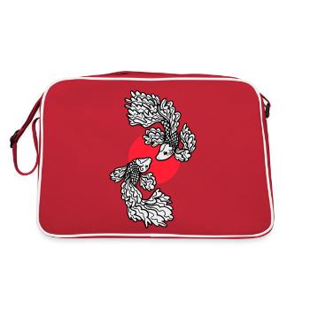Koi Karpfen Japanische Kunst Fische Yin Yang - Retro Tasche - Rot/Weiß - Hinten
