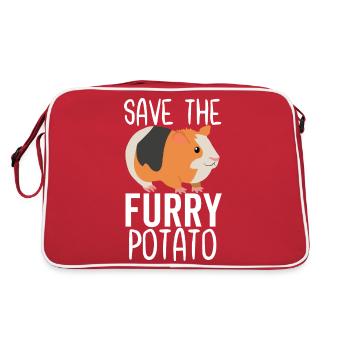 Rette die pelzige Kartoffel - Retro Tasche - Rot/Weiß - Hinten
