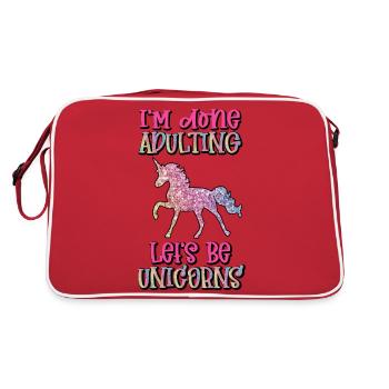 Unicorn Lets be Unicorns Horse Rainbow Fairy - Retro Bag - red/white - Back