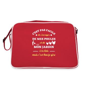 t shirt poule jardin humour poules jardinage drôle - Sac Retro - rouge/blanc - Dos