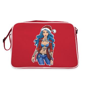02 Tatouages cool de cheveux bleus de femme de Noël sexy - Sac Retro - rouge/blanc - Dos