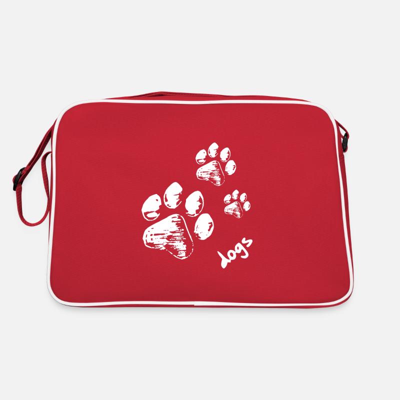 Pattes de chien - Chiens - Sac Retro - rouge/blanc