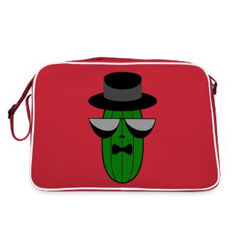 Concombre kawaii avec haut-de-forme et nœud papillon - Sac Retro - rouge/blanc - Dos