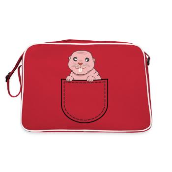 Taupe nue dans la poche de la poitrine | Rongeurs rats laids - Sac Retro - rouge/blanc - Dos