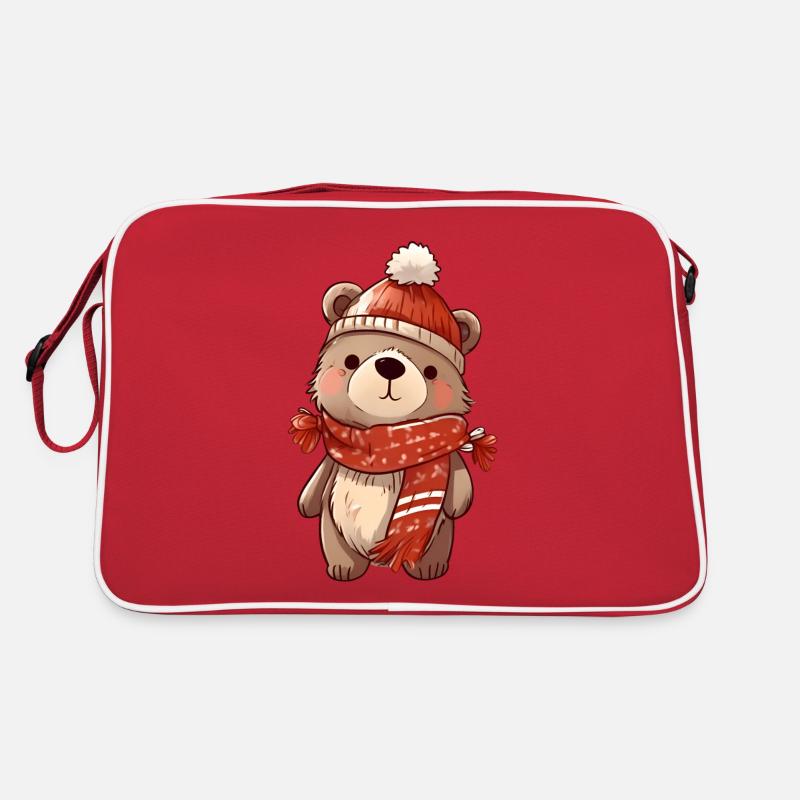 Cute bear in festive winter look! Retro Bag