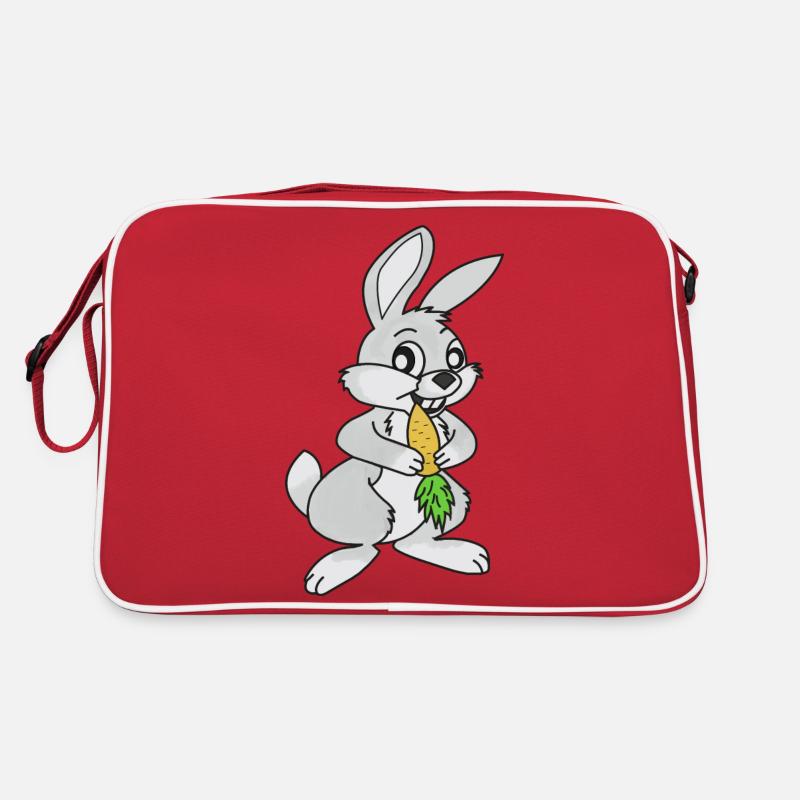 Lapin, Lapin gris, Lapin Blanc - Sac Retro - rouge/blanc