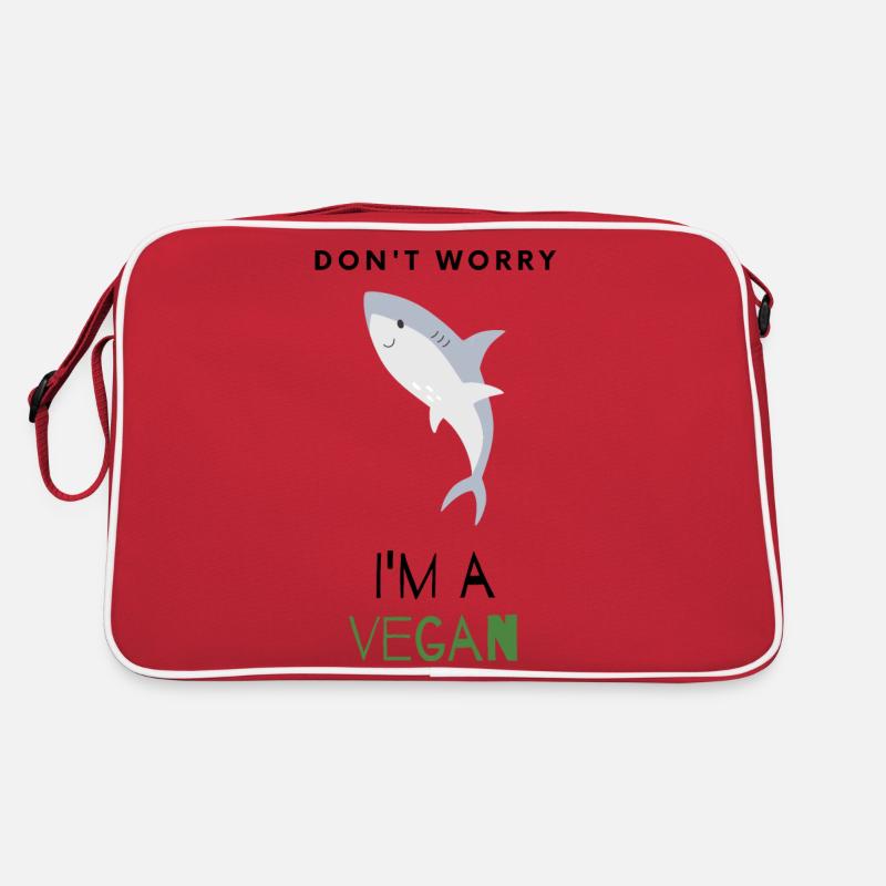 Ne vous inquiétez pas, je suis végétalien - Sac Retro - rouge/blanc