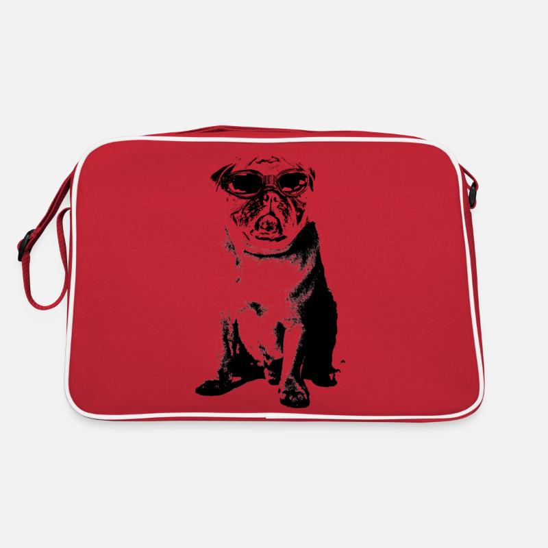 Mops mit Sonnenbrille Retro Tasche