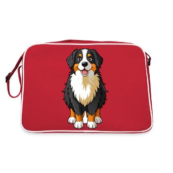 Gentle Bernese Mountain Dog Art on Toaster - Retro Bag - red/white - Back