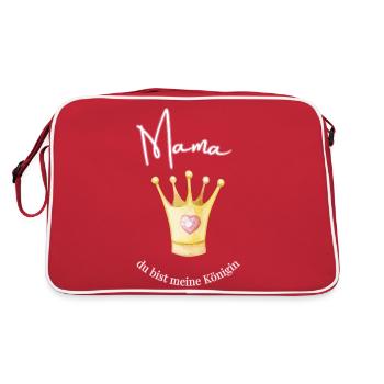 Mama - meine Königin. - Retro Tasche - Rot/Weiß - Hinten