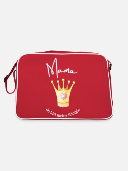 Mama - meine Königin. - Retro Tasche - Rot/Weiß - Hinten