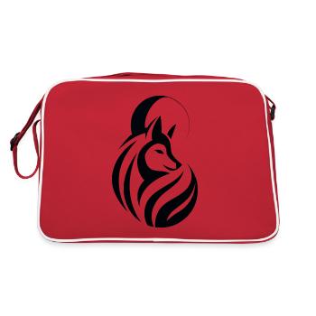 Wolf Tribal - Retro Tasche - Rot/Weiß - Hinten
