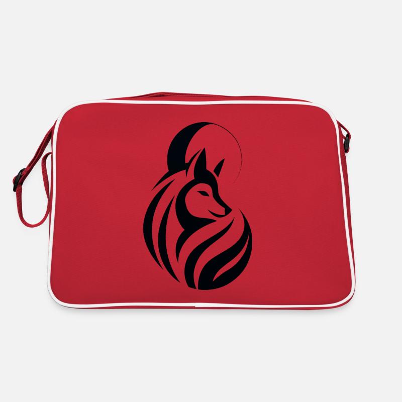 Wolf Tribal - Retro Tasche - Rot/Weiß