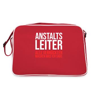 Anstaltsleitung Anstaltsleiter Anstaltsleiterin - Retro Tasche - Rot/Weiß - Hinten