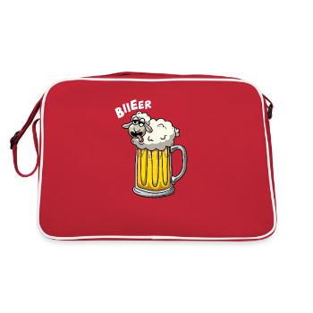 Schaf im Bier - Retro Tasche - Rot/Weiß - Hinten