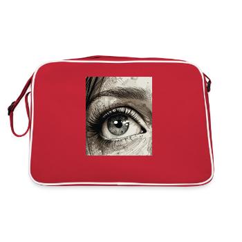 Close Up Human Eye Design - Retro Bag - red/white - Back