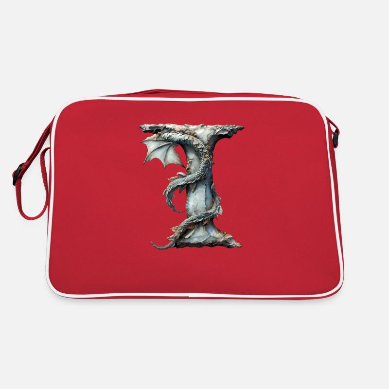 Buchstabe "I" im Drachendesign. Retro Tasche