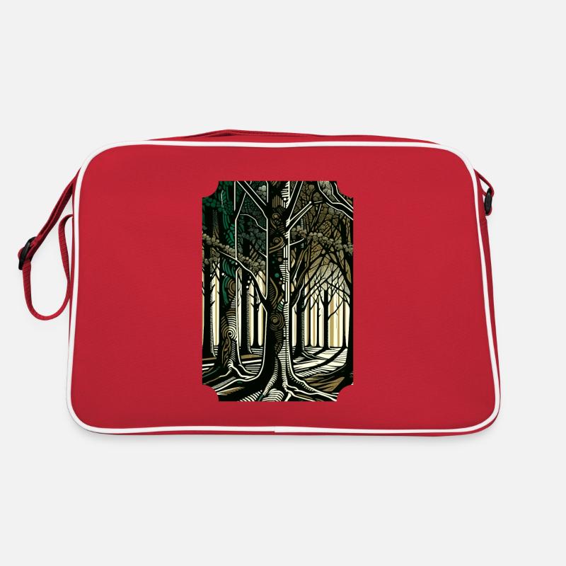 Enchanted Forest Pathway: Abstrakte Baumkunst Retro Tasche