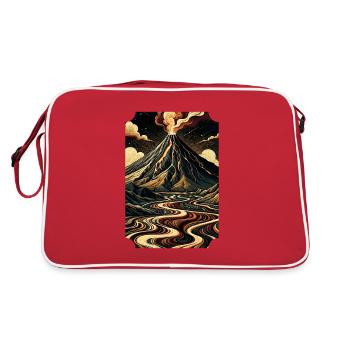 Majesté volcanique : Lave tourbillonnante Art graphique - Sac Retro - rouge/blanc - Dos