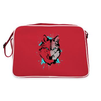 Wolf - Retro Tasche - Rot/Weiß - Hinten